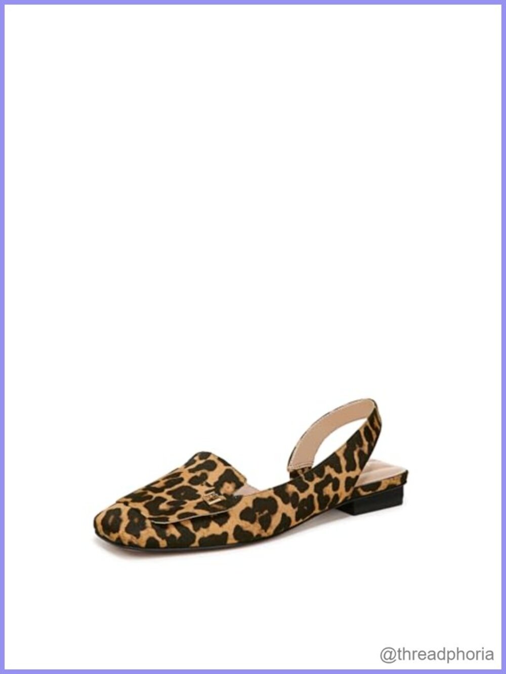 Slingback Ballet Flats Square Toe Leather Pull-On Business Casual